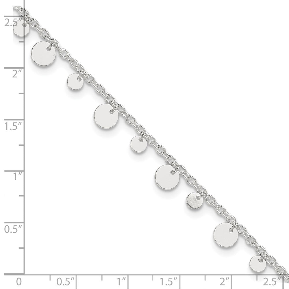 Sterling Silver Dangling Circle 9in Plus 1 in ext Anklet 10 inches