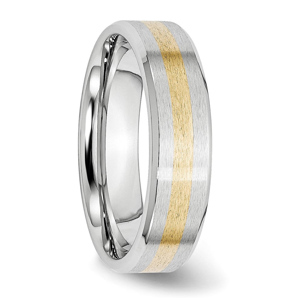 Cobalt 14k Gold Inlay Satin and Polished 6mm Band Size - 11