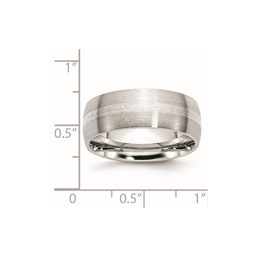 Cobalt Sterling Silver Inlay Satin 8mm Band Size - 8