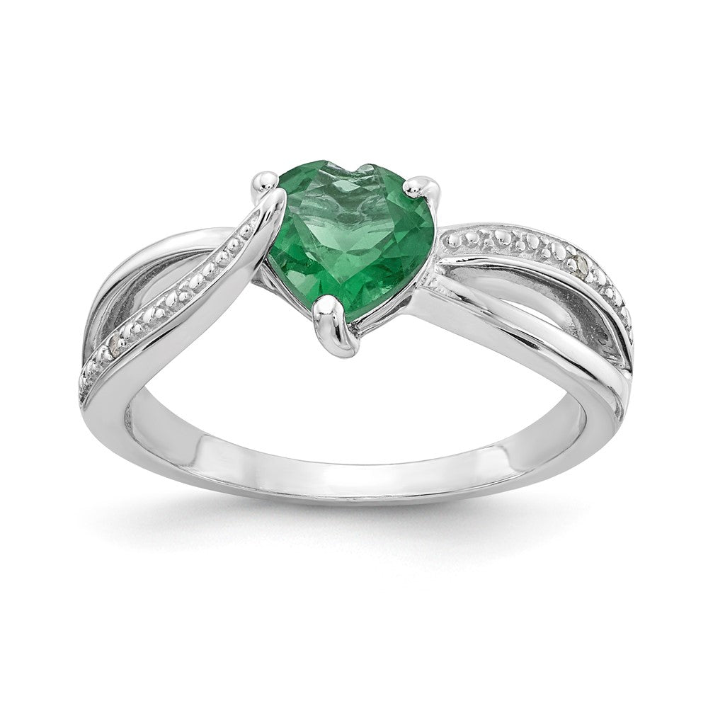 Sterling Silver Heart Shaped Syn May & Diamond Ring