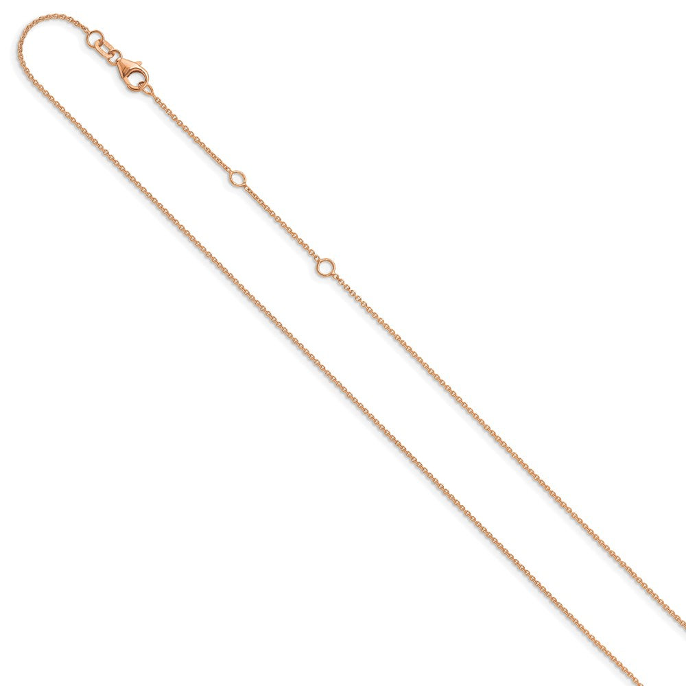 14k Rose Gold 1.25mm Round Cable 1in+1in Adjustable Chain
