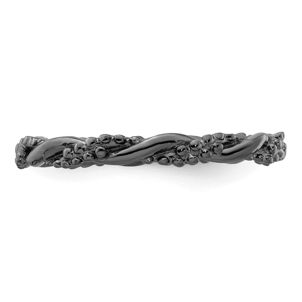 Sterling Silver Stackable Expressions Black-plated Twist Ring Size -6