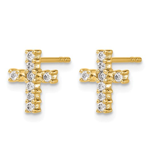 Primal Gold 14 Karat Yellow Gold Lab Grown Diamond SI1/SI2, G H I, Cross Post Earrings