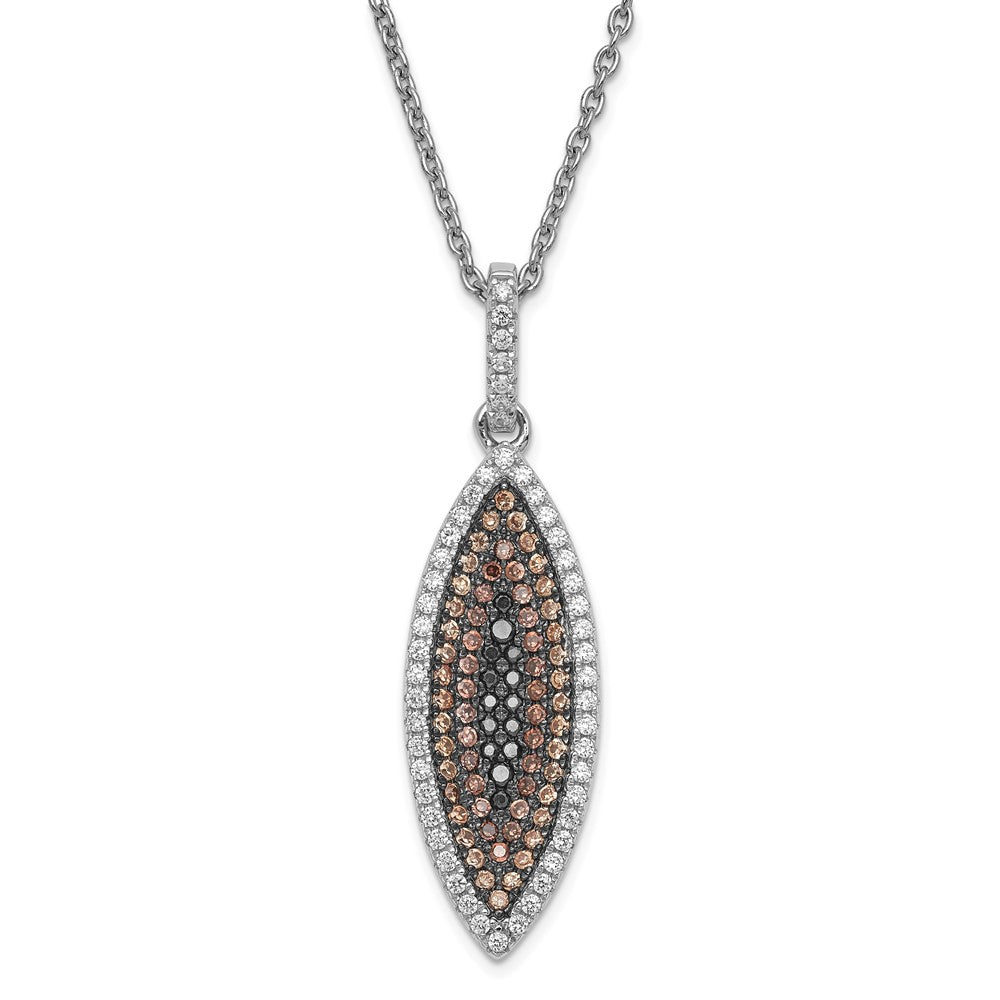 Sterling Silver Brown/Black/Clear CZ Brilliant Embers Necklace