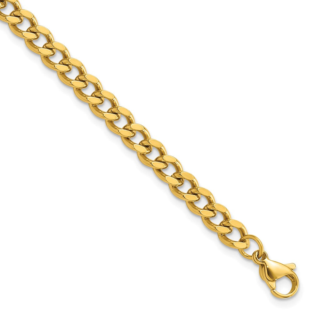 Stainless Steel Polished Yellow IP 8.5in  Curb 5mm Chain Bracelet 8.5 inches