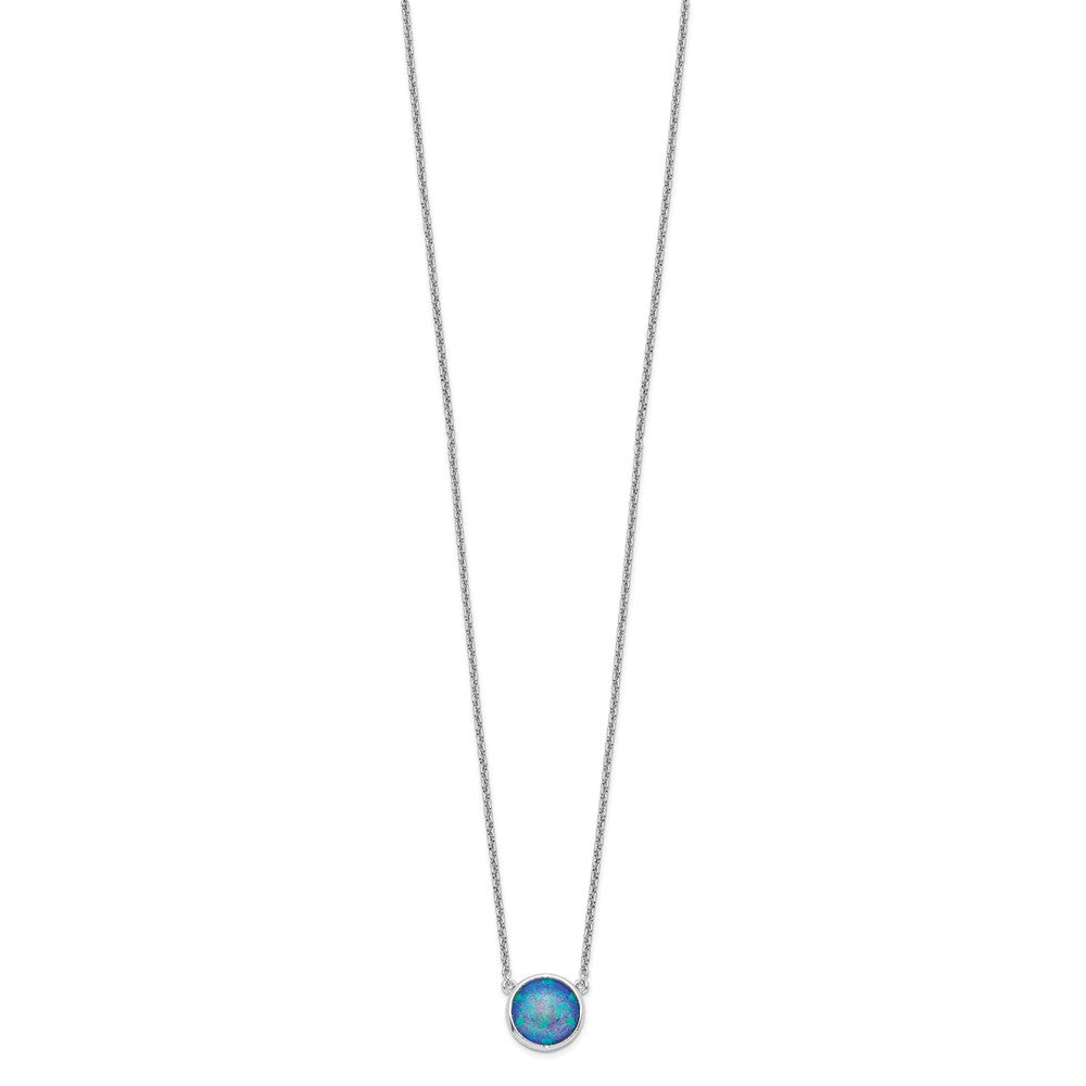 Sterling Silver Rhodium-plated Synthetic Blue Opal 18in Necklace 18 Inches