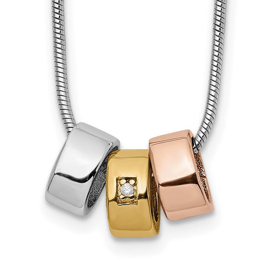 White Ice Sterling Silver Rhodium-plated Rose and Gold-tone 18 Inch Diamond Necklace with 2 Inch Extender 18 Inches