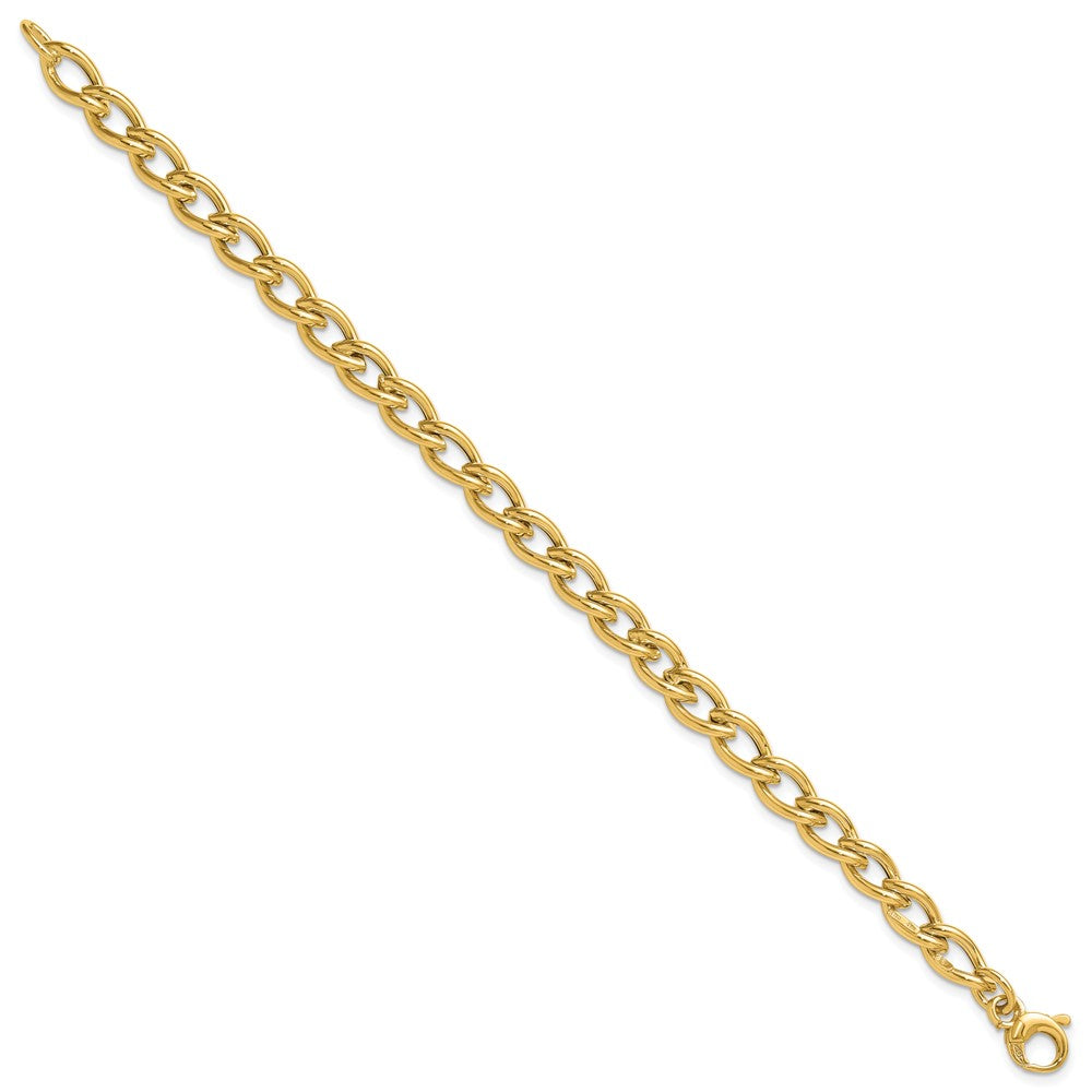 14K Polished Fancy Oval Link Bracelet 7.5  inches