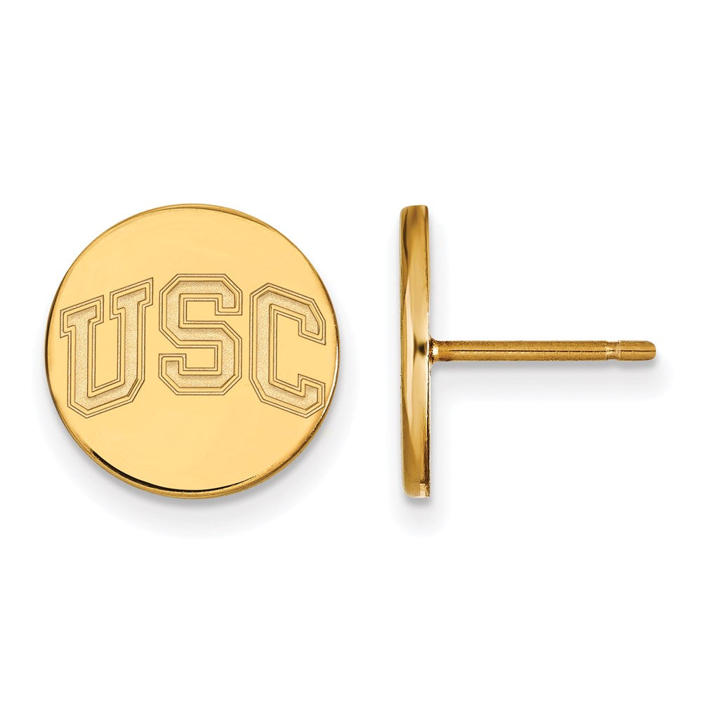 Logoart Sterling Silver Gp University Of Southern California Extra Small Disc Earrings