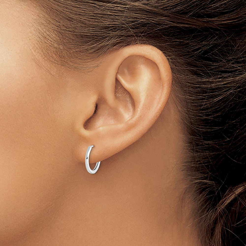 Sterling Silver Rhodium Polished Hinged Hoop Earrings