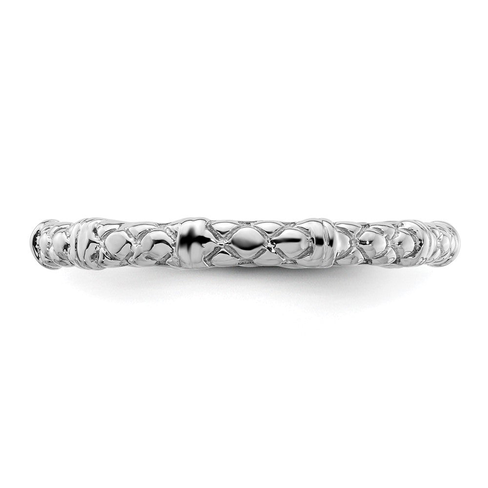 Sterling Silver Stackable Expressions Rhodium Cable Ring Size -7