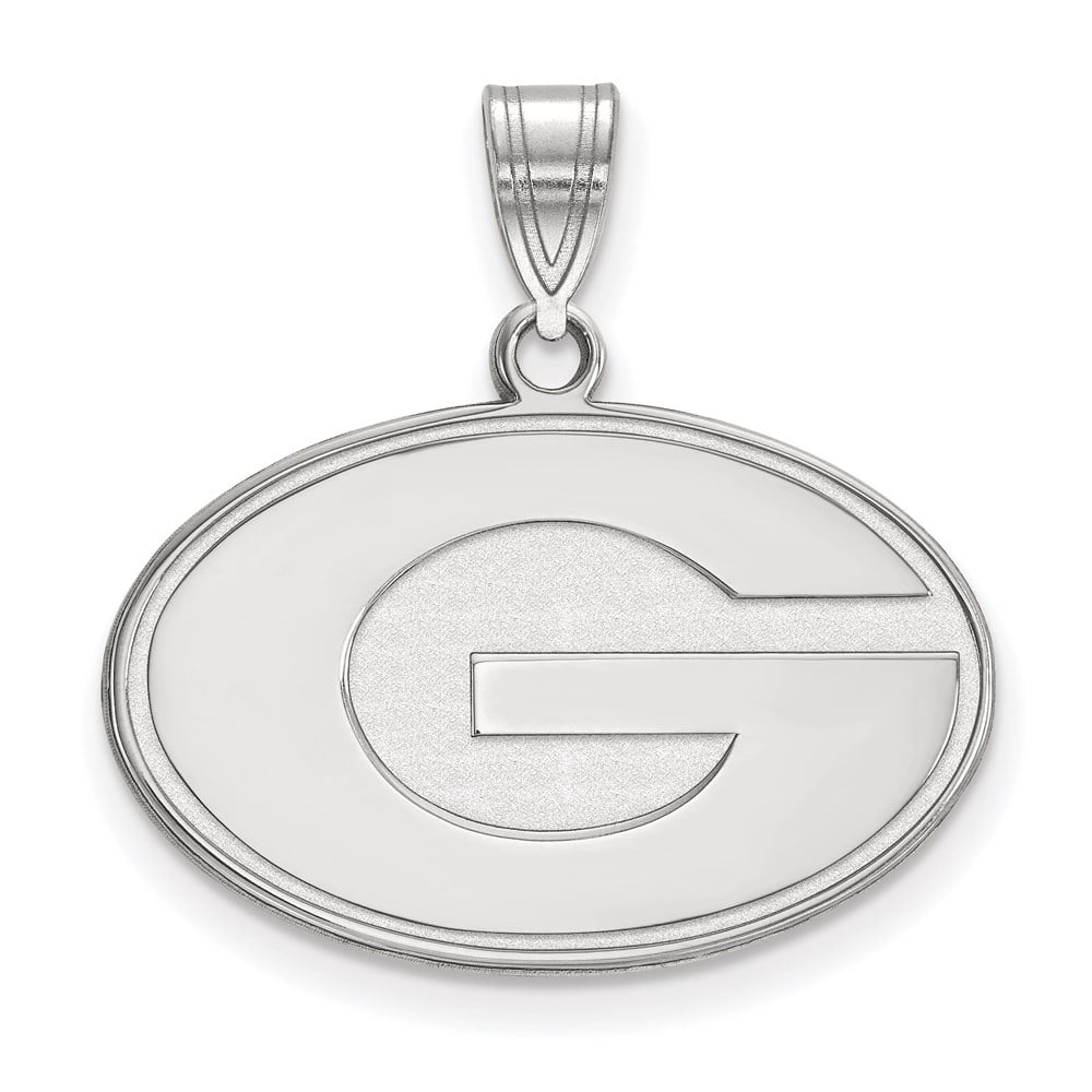 Sterling Silver Rhodium-plated LogoArt University of Georgia Letter G Medium Pendant Q-SS003UGA