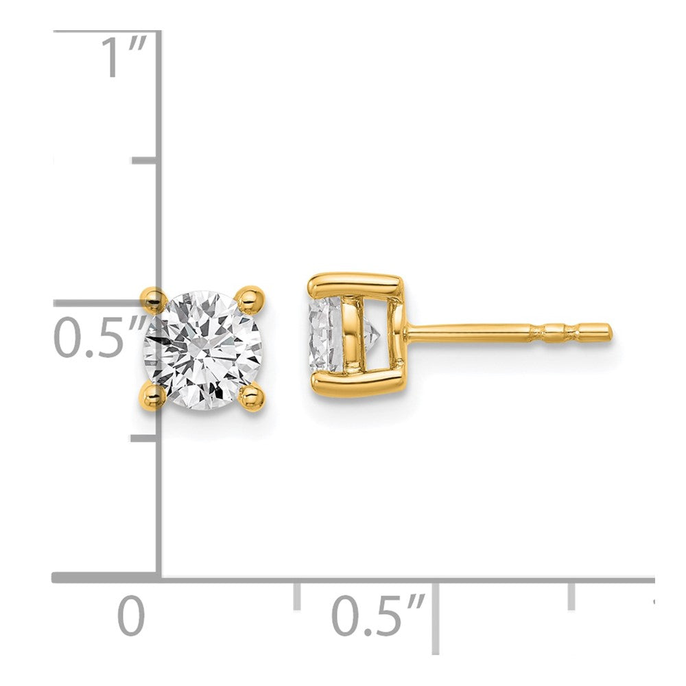 14k Yellow Gold 1 1/4 ctw Lab Grown Diamond VS+ F+ Round 4 Prong Heavy Wt. Stud Earrings