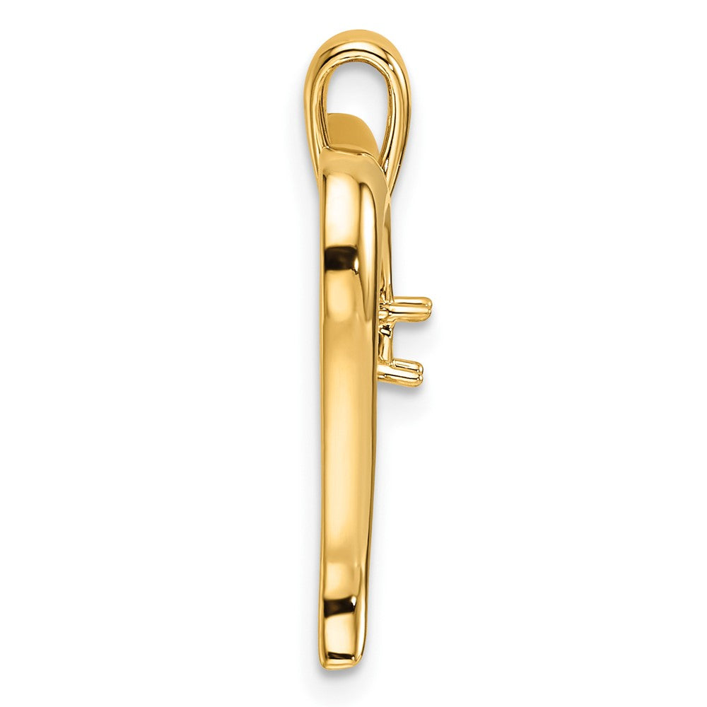 14k Holds 1-2.9mm Stone Heart Pendant Mounting