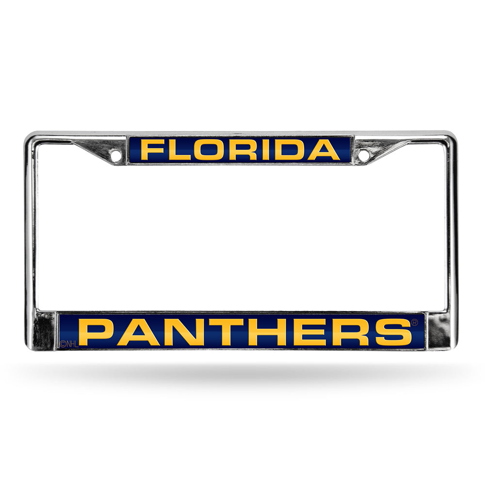 NHL Florida Panthers Blue Laser Chrome Acrylic License Plate Frame QGC7113