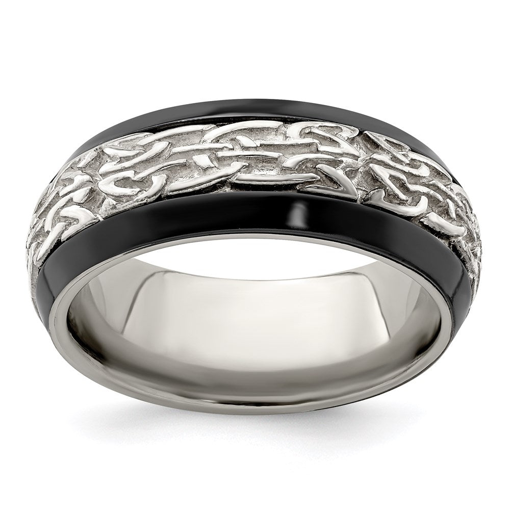 Edward Mirell Black Ti w/Sterling Silver Casted 9mm Band