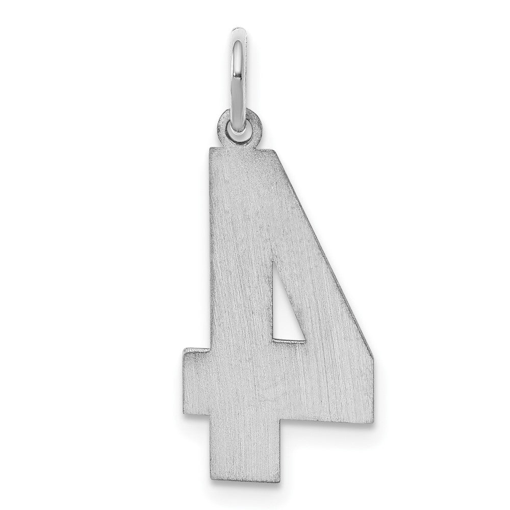Sterling Silver/Rhodium-plated Satin Number 4 Charm