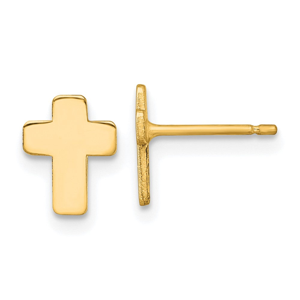 10k Gold Polished Cross Post Earrings