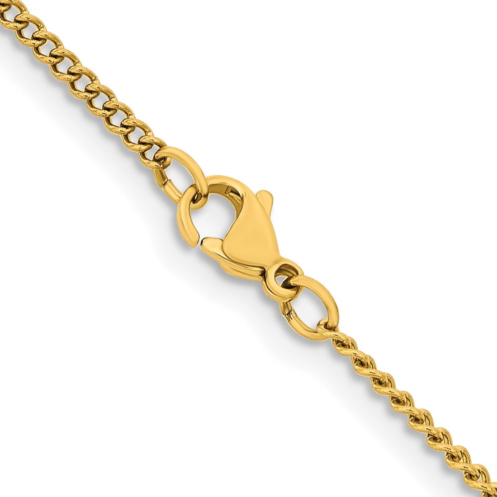 Stainless Steel Polished Yellow IP 2.25mm 20in Round Curb Chain