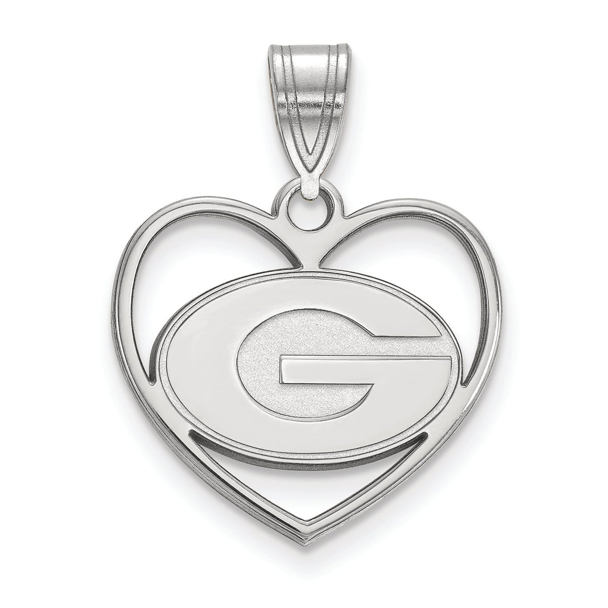 Women's Georgia Bulldogs Sterling Silver Logo Heart Pendant