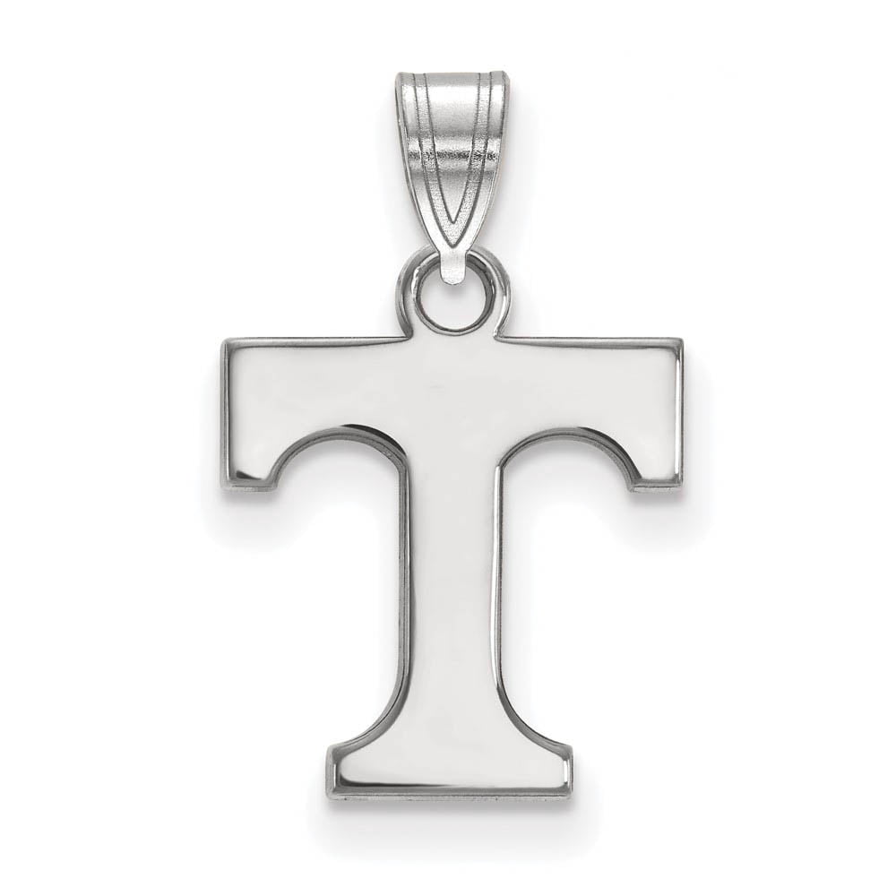 Sterling Silver Rhodium-plated LogoArt University of Tennessee Letter T Small Pendant Q-SS002UTN
