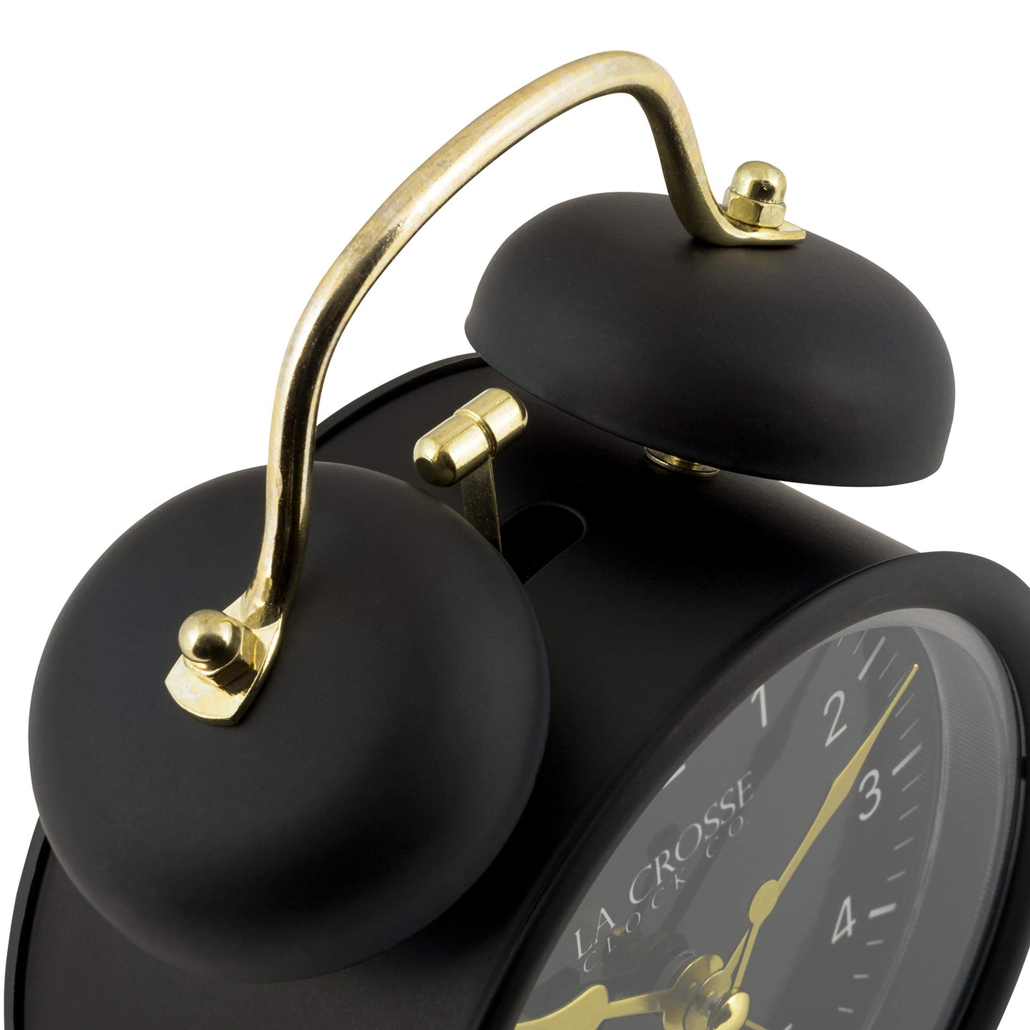 La Crosse Clock Black Twin Bell Quartz Analog Alarm Clock, 617-3314BG