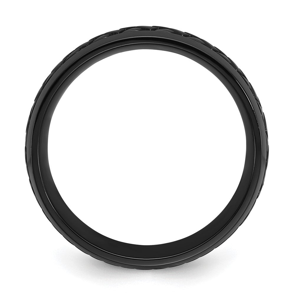 Chisel Black Zirconium Polished 8mm Grooved Band Size - 12