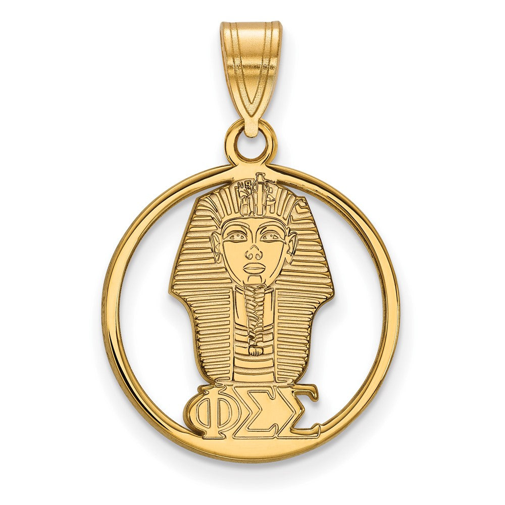 Sterling Silver Gold-plated LogoArt Phi Sigma Sigma Sorority Symbol Medium Circle Pendant