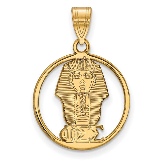 Sterling Silver Gold-plated LogoArt Phi Sigma Sigma Sorority Symbol Medium Circle Pendant