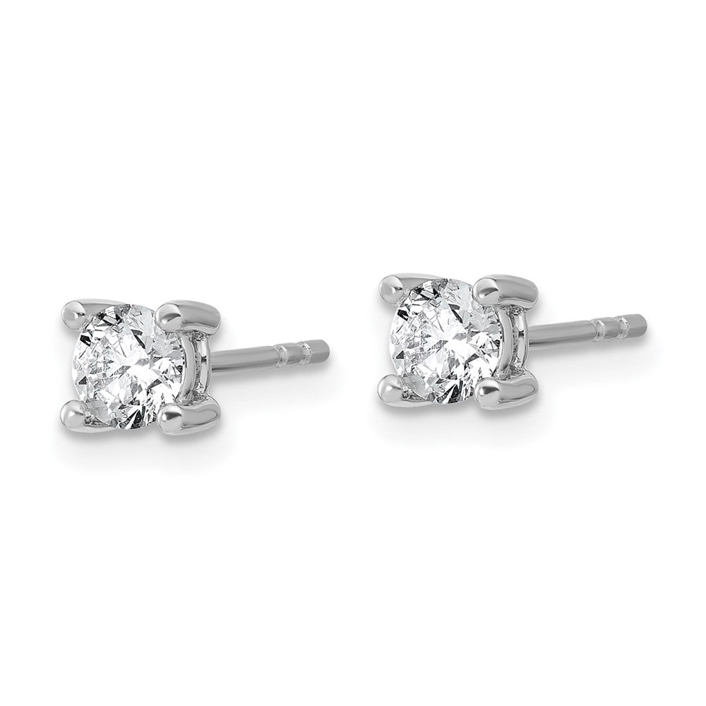 14k White Gold 2/3 ctw Lab Grown Diamond VS+ F+ Round 4 Prong Heavy Wt. Stud Earrings