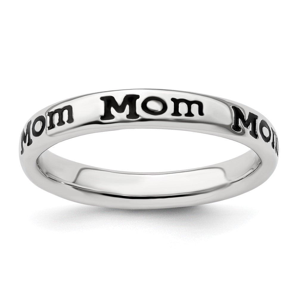 Sterling Silver Stackable Expressions Polished Enameled Mom Ring Size -6
