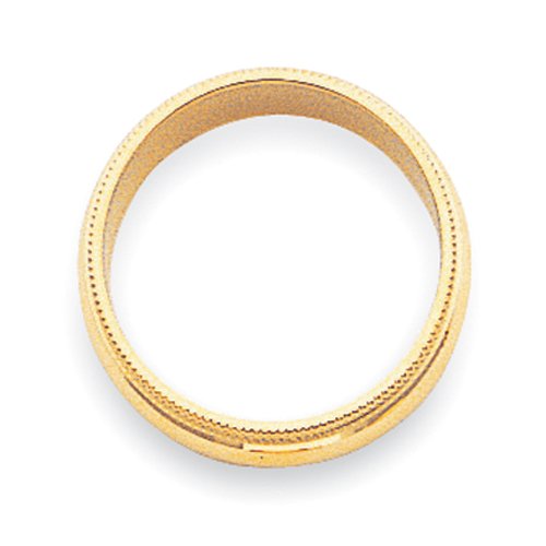 14k Yellow Gold 3mm Milgrain Half Round Wedding Band Size 6.5