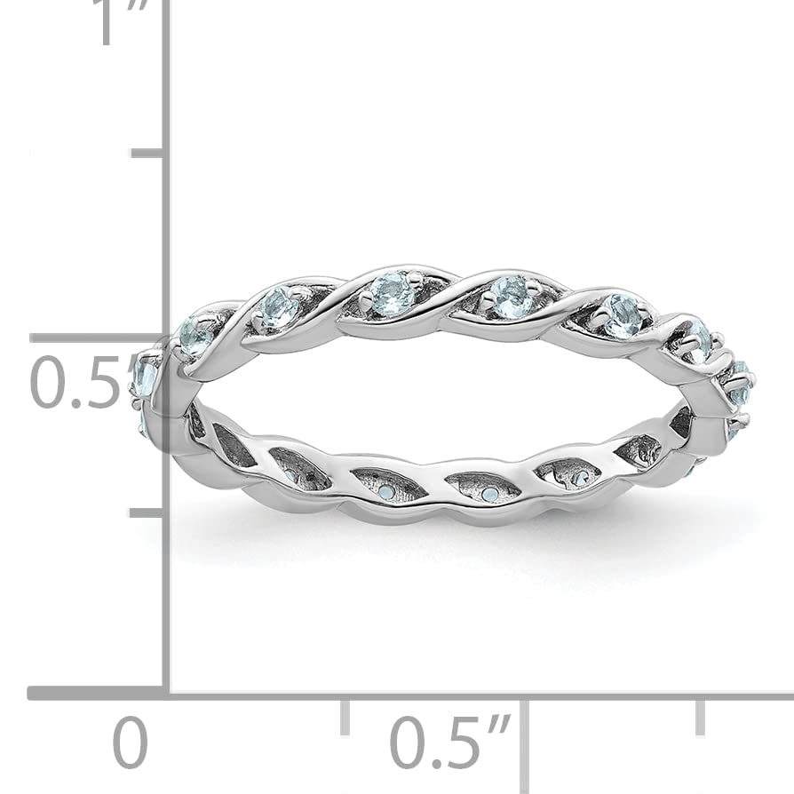 Sterling Silver Stackable Expressions Aquamarine Ring Size -8