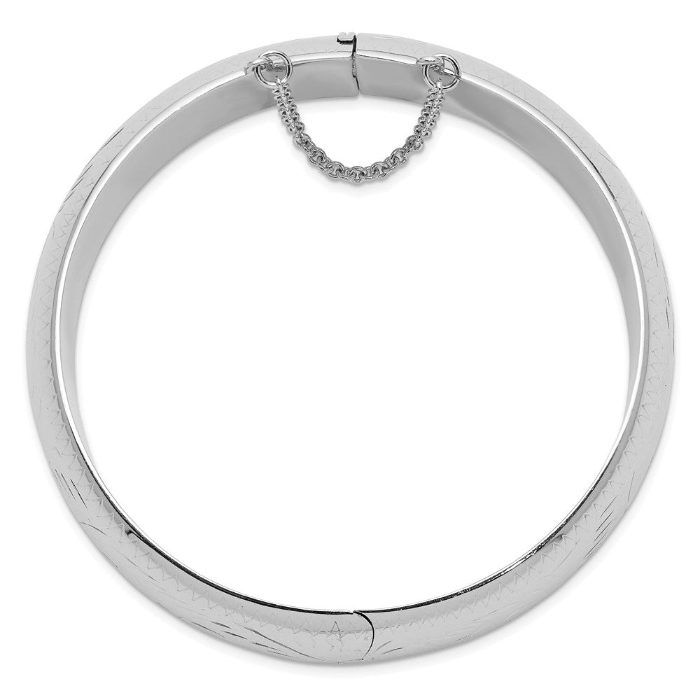 Sterling Silver Rhodium-plated D/C 20mm Hinged Bangle Bracelet 7 inches