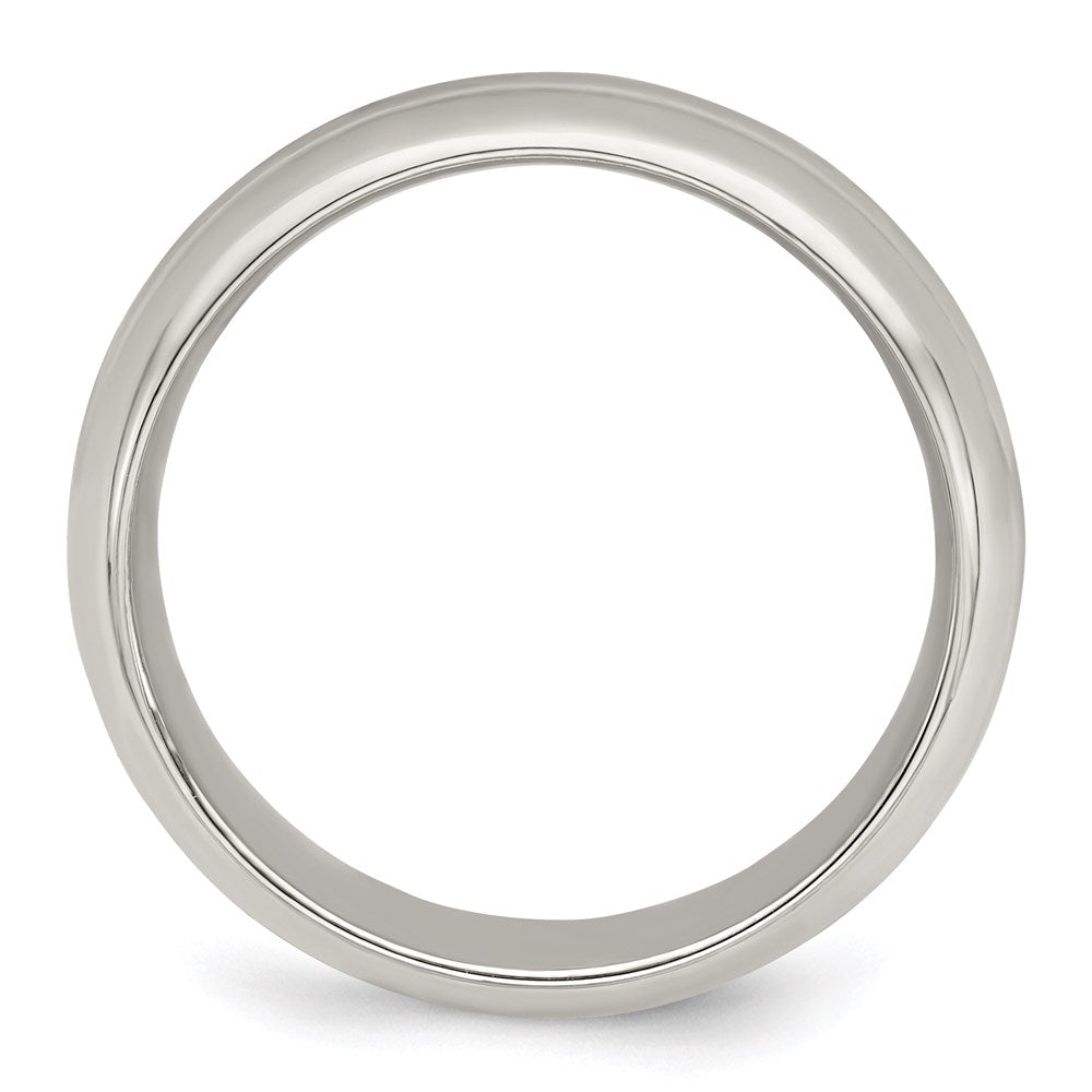 Sterling Silver 6mm Polished Domed Grooved Fancy Band Size 13.5