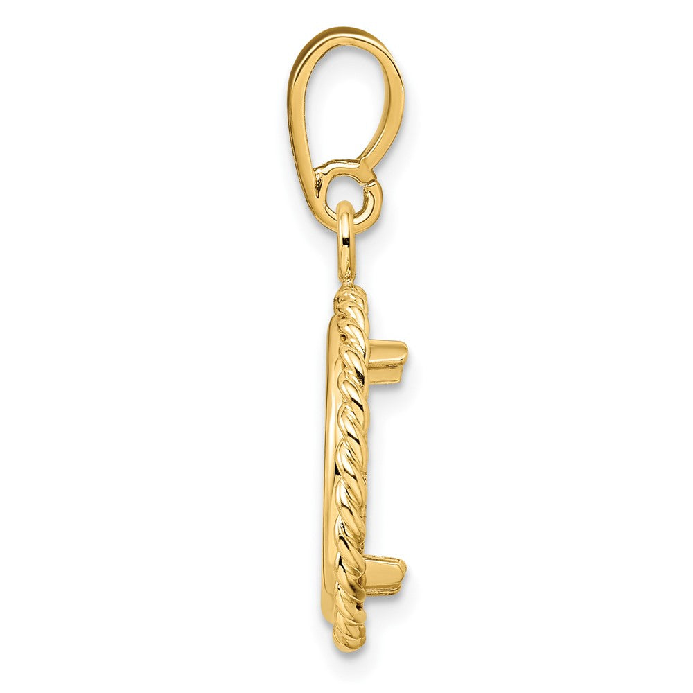 Wideband Distinguished Coin Jewelry 14k Polished with Twisted Wire 14.0mm Prong Coin Bezel Pendant