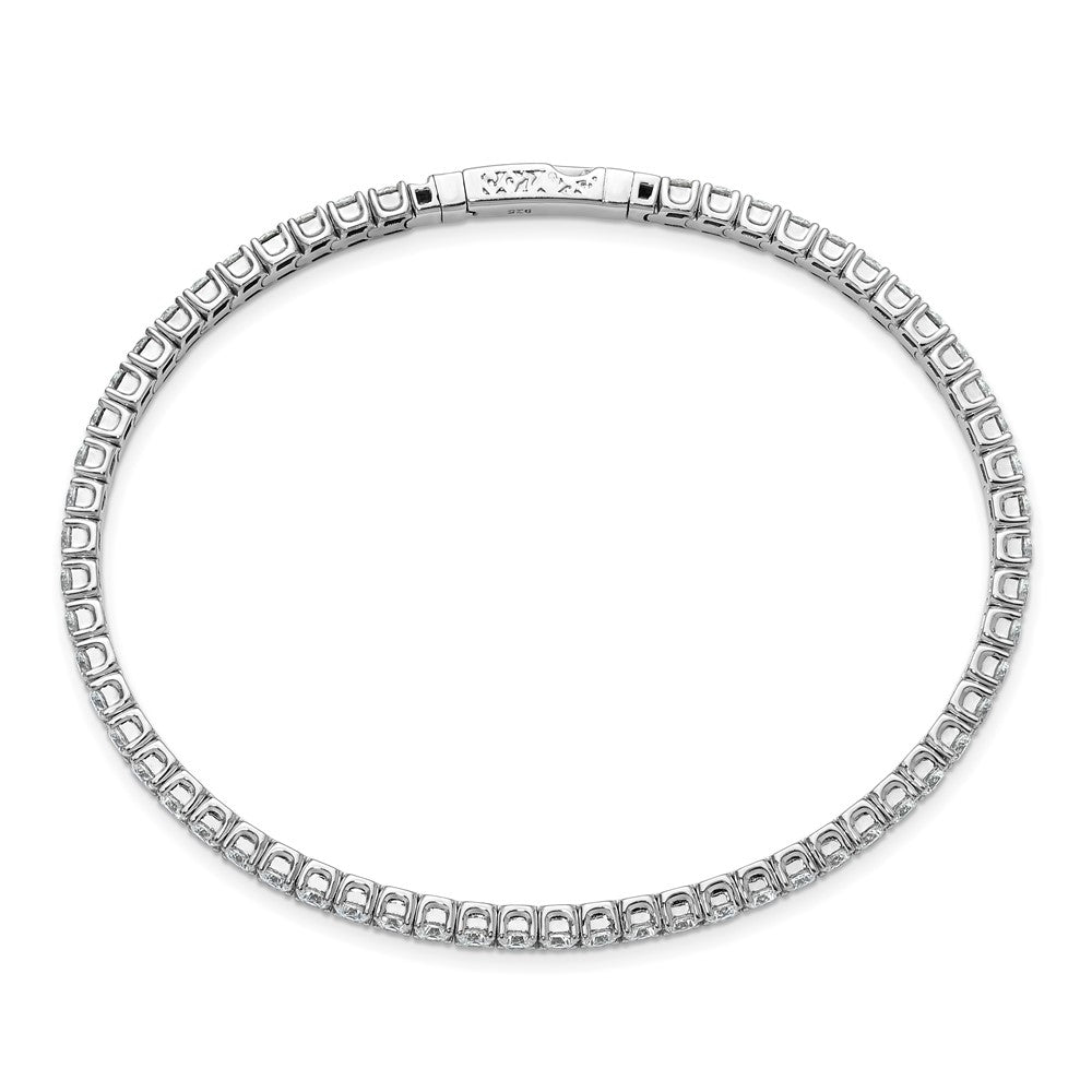 Sterling Shimmer Sterling Silver Rhodium-plated 3mm CZ 59 Stone 8 inch Flexible Bangle Bracelet 8 inches