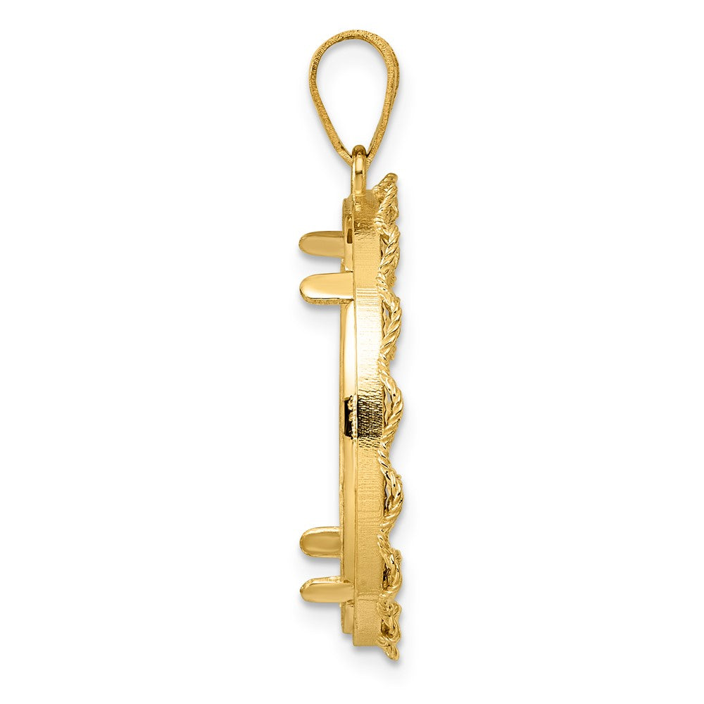 14k Diamond Cut Rope with 22.0mm Prong Coin Bezel Pendant