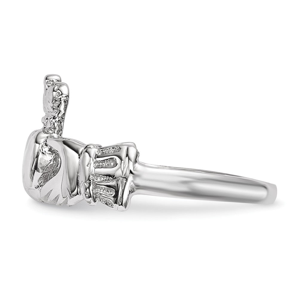 14k White Gold Polished Claddagh Ring Size 7