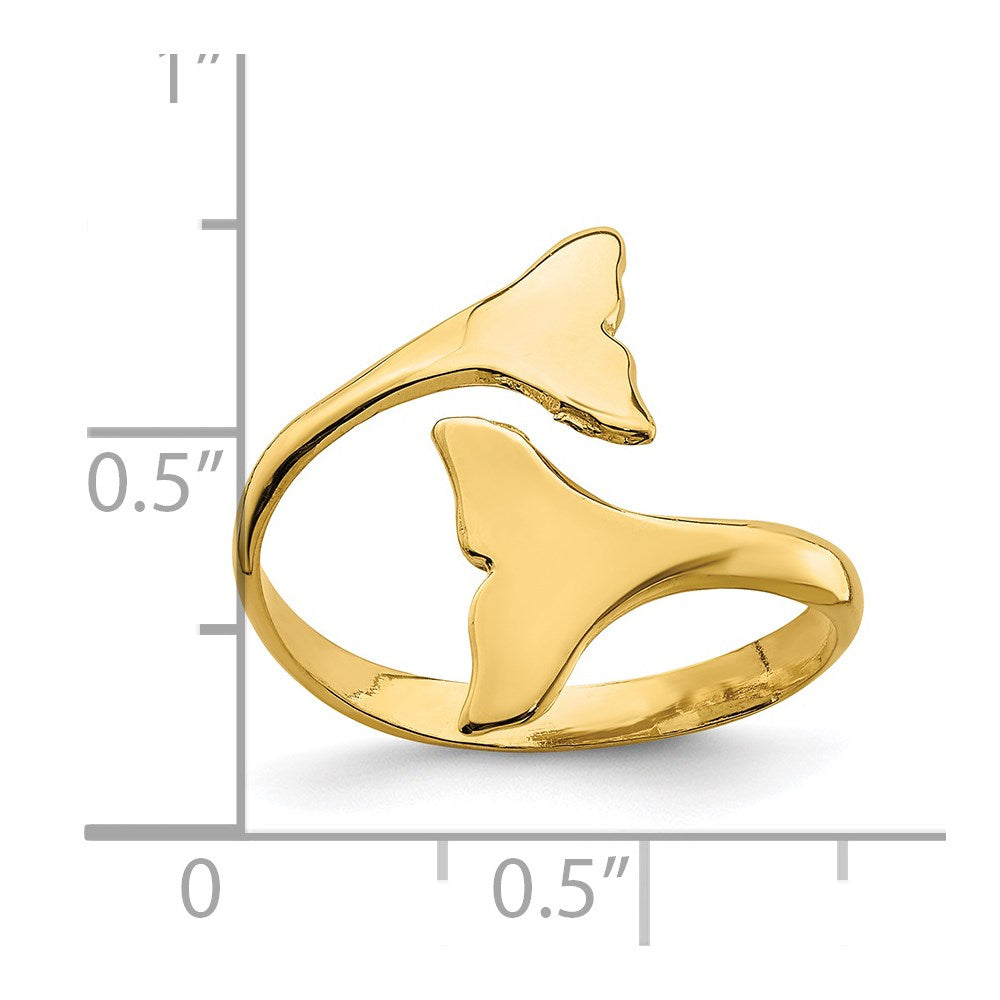 14K Double Whale Tails Ring Size 7