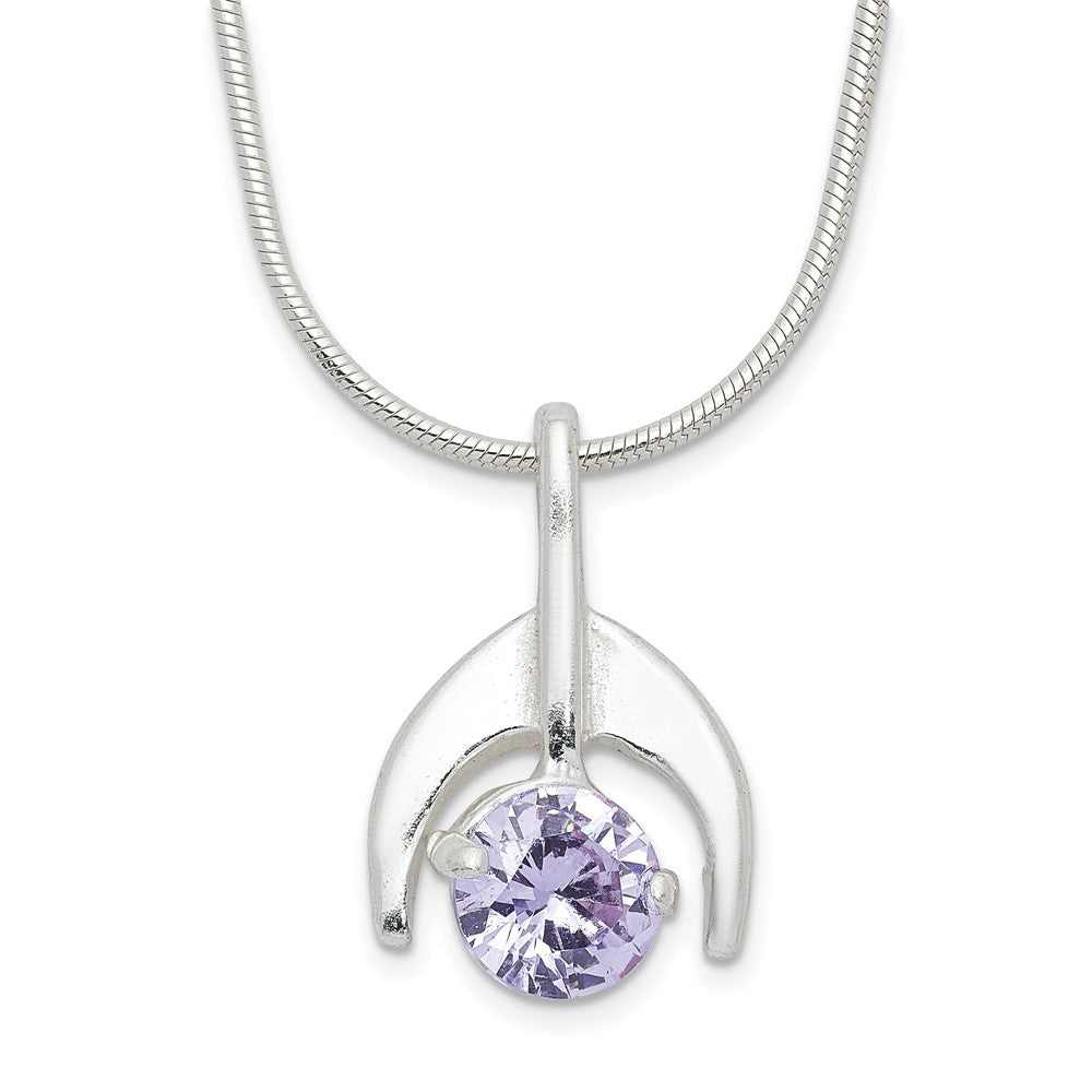 Sterling Silver Purple CZ Necklace