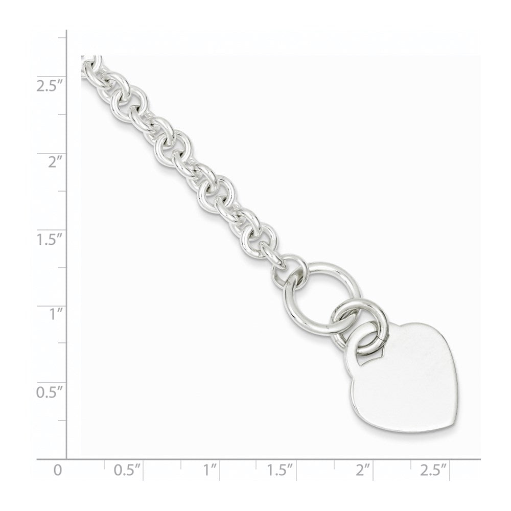 Sterling Silver Polished Engraveable Heart Bracelet 8.5 inches