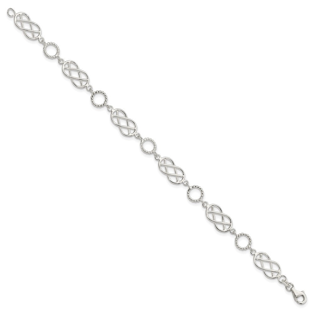 Sterling Silver Pretzel Circle Bracelet 7.25 inches