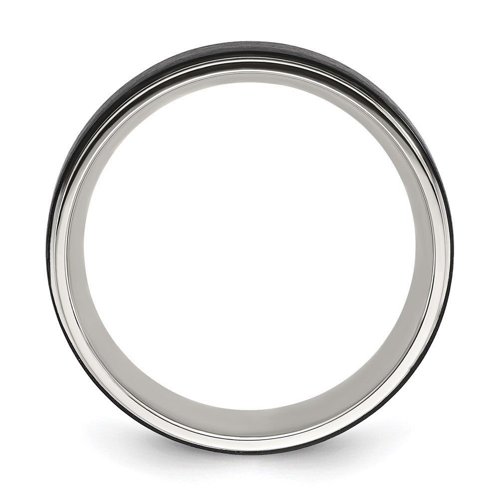 Stainless Steel Polished w/ Black IP-plated Brushed Center 8mm Band Size - 10