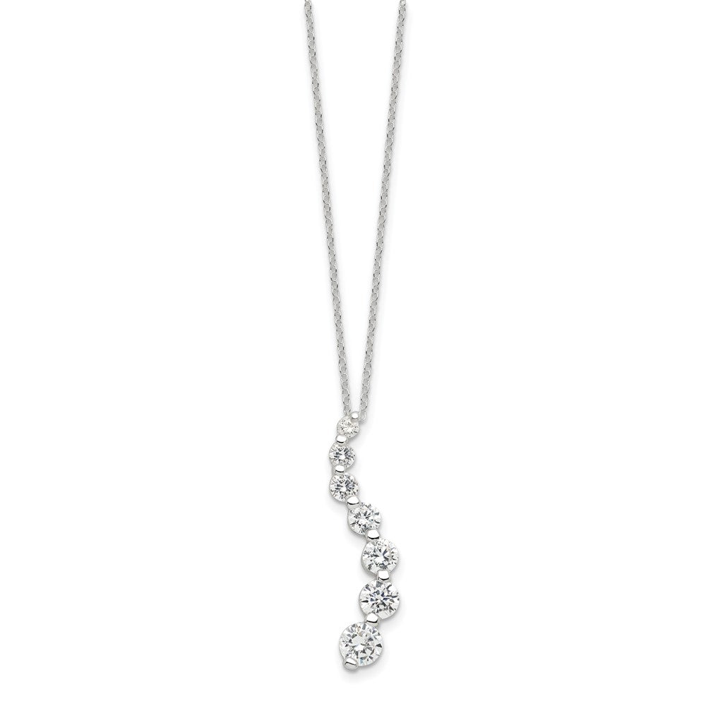 Sterling Silver Rhodium-plated CZ Journey Necklace 18 Inches