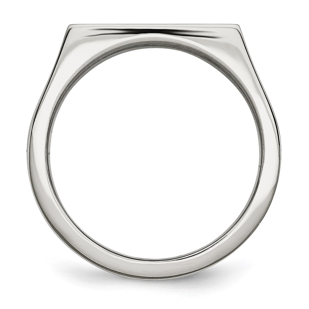 Stainless Steel Polished 1/4ct Black & White Diamond Ring Size - 12