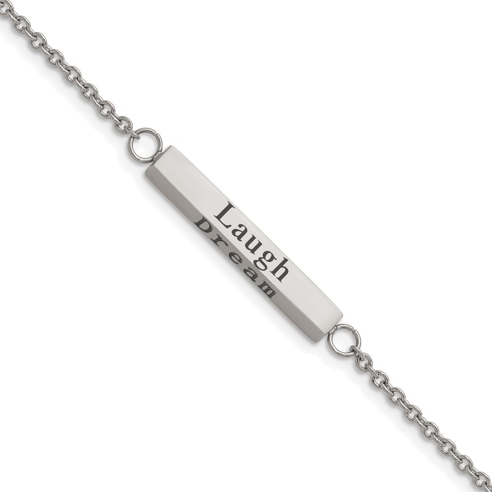 Stainless Steel Polished CZ Enjoy the little things w/ 1.5in ext. Bracelet 7 inches
