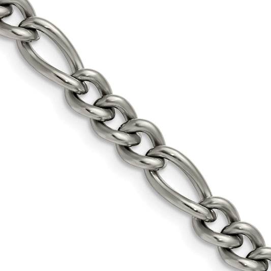 Titanium Polished 7mm 22in Figaro Chain