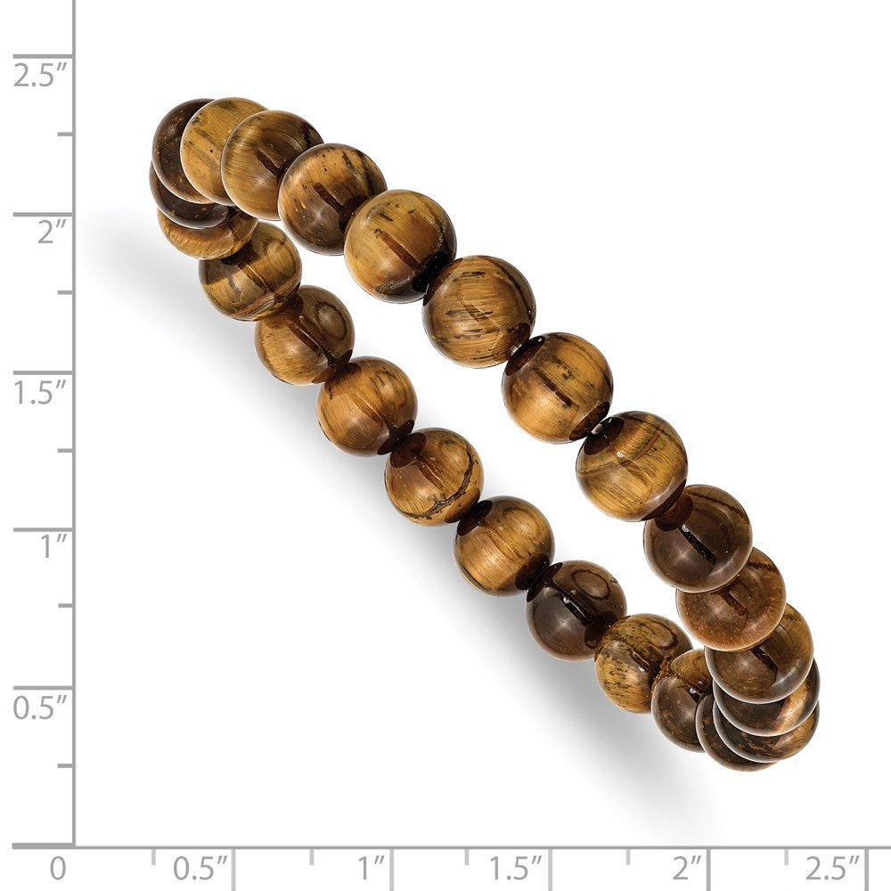 Beaded Stretch Yellow Tiger's Eye Agate Bracelet 6.75 inches