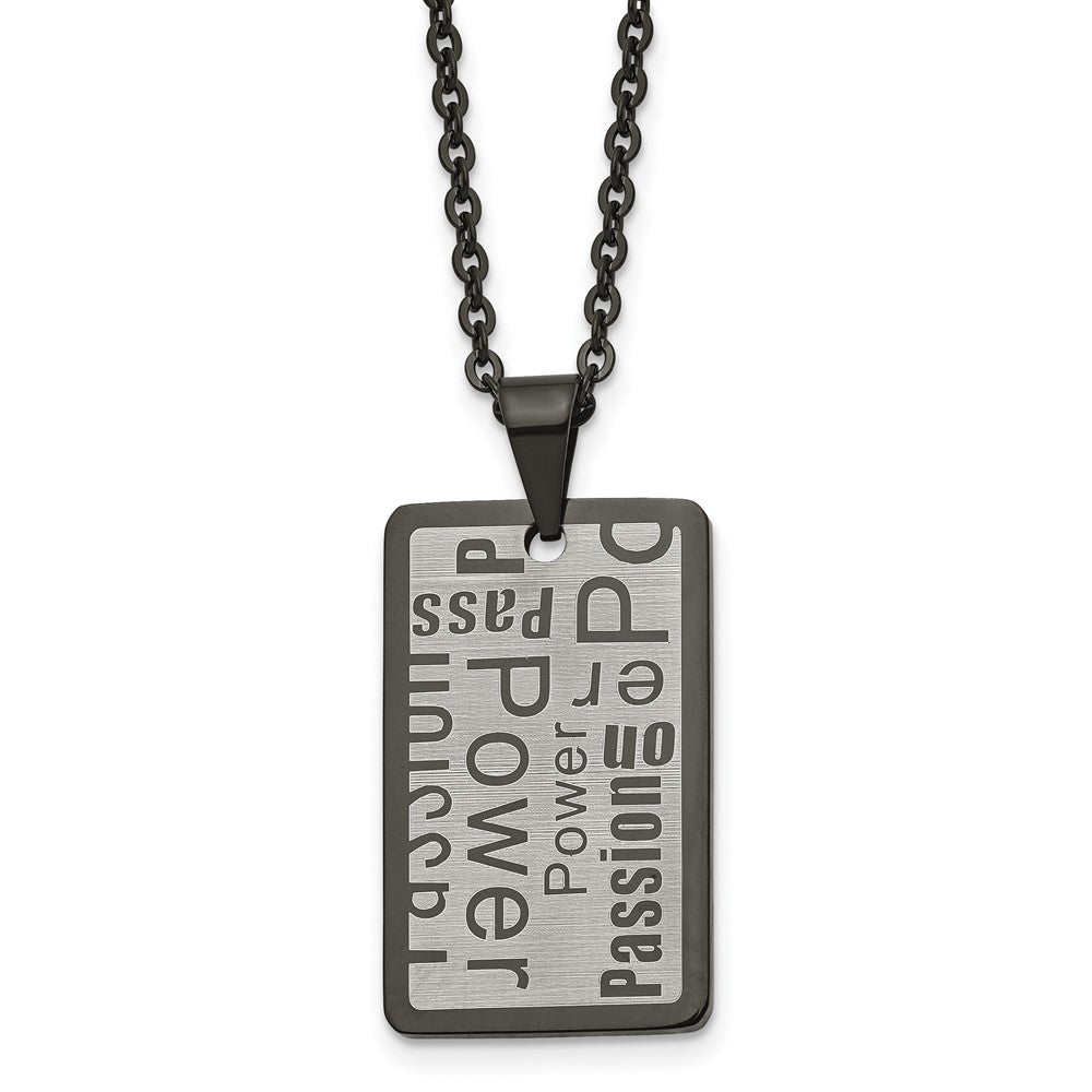 Stainless Steel Brushed and Polished Black IP-plated 22in Necklace